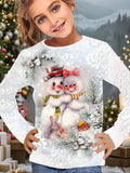 2-12T Kid Girl Cute Casual Fashion Christmas Print Long Sleeve T-shirt