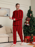Family Matching Red and Black Plaid Christmas Parent-child Loungewear Pajamas