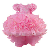 Kid Girls Bubble Short-sleeved Flower Wedding Dresses
