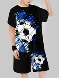 2-12T Kid Baby Boy Summer Sports Set Football 3D Printed Quick-drying 2 Pcs Set