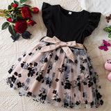 Kid Girls Spring Summer Flying Sleeves Floral Dresses