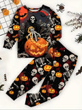 Flame Retardant and Fireproof Fabric Children's Long-sleeved Pajamas Set Loungewear