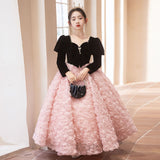 2-12T Kid Girls High-end Birthday Princess Host Piano Dresses