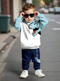 Autumn New Comfortable Casual Boys' Animal-patterned Hooded Sweatshirt and Long Pants
