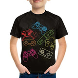 Kid Boy Gamepad 3D Printed Summer Fashion Short Sleeves T-shirt Tops