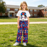 Kid Baby Girl Summer Short-sleeved Independence Day Two-piece Set