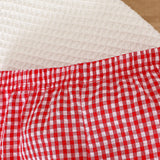 6M-3Y Baby Girl Plaid Strawberry Patch Doll Collar Long Sleeve Lace Sleeve Pajamas
