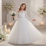 Lace Long Sleeve Dress Children's Dress Flower Girl Dress Mesh Dress