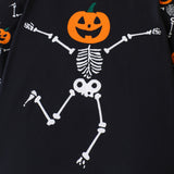 1-8Y Kid Baby Boys Halloween Skull Pumpkin Loungewear Pajamas 2 Pcs Set