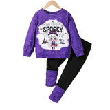 1-6Y Kid Baby Girl Halloween Cartoon Skull Funny Suits 2 Pcs Set