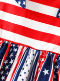 Independence Day Baby Girls Striped Star Milk Silk Printed Splicing Dress