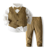 1-6T Kid Baby Boys Autumn Party Suit Long Sleeve Gentleman 4 Pcs Set