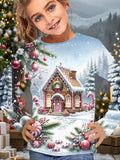 2-12T Kid Girl Cute Casual Fashion Christmas Print Long Sleeve T-shirt
