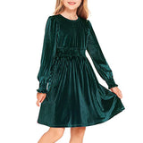 Kid Girl Long Sleeve Velvet  Autumn Winter Retro Princess Dresses