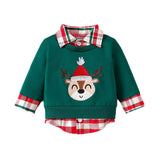 Baby Girl Boy European American Autumn Christmas Plaid Sweatshirts