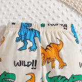 Kid Baby Boys Dinosaur Print Hooded Dinosaur Print 2 Pcs Sets