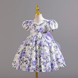 2-10T Kid Girls Floral Bow Princess Backless Birthday Dress