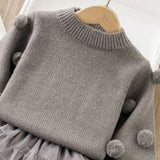1-6T Kid Baby Girls Christmas Crew Neck Fleece Thickened Suit 2 Pcs Set