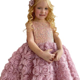 Kid Baby Girl Princess Rose Fairy Flower Fluffy Dresses