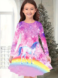 2-10T Kid Baby Girl Fashionable Foreign Pony Poly Print Cute Casual Dresses