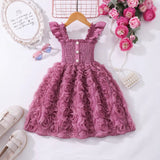 Kid Girl Summer Flying Sleeve Rose Photography Princess Dress