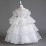 3-12T Kid Girls Host Catwalk Piano Performance Flower Wedding Dresses