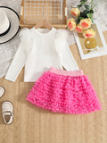 1-6Y Kid Baby Girls Princess Gauze Mesh Long Sleeve 2 Pcs/Set