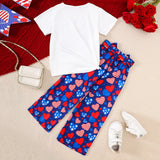 Kid Baby Girl Summer Short-sleeved Independence Day Two-piece Set