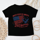 Kid Boy Girl USA Independence Day Fashion Short Sleeve T-Shirt Summer Top