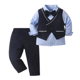 6M-8T Kid Baby Boy Suit Solid Formal 4 Pcs Set