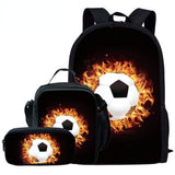 Kid Boy Street Trendy Football Backpack with Pencil Case Lunch Bag 3 Pcs/set