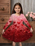 2-10T Kid Girl Christmas Long Sleeve Fashion Casual 3D Print Dresses