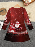 3-12Y Kid Girl Christmas  Autumn Winter Long-sleeved  3D Print Dresses