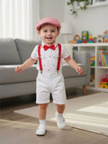 Baby Boy Summer Gentleman Suit  Bow Tie Climbing  5 pcs Sets