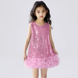 1-8T Kid Girl Sequined Tutu Skirt Mesh Dress