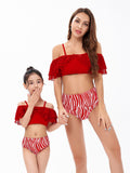 Family Matching Parent-child Tube Ruffle Split Swimsuits