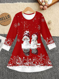 3-12Y Kid Girl Christmas Autumn Winter Long Sleeve 3D Printing Dresses