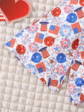 Kid Girls Independence Day Short-sleeved Cartoon 2 Pcs/set