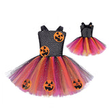 Halloween Children Pumpkin Costume Girl Witch Cosplay Party Show Princess Dress Pumpkin Show