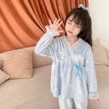 Girls Loungewear Princess Aisha Home Set Warm Thickened Flannel Princess Aisha Pajamas