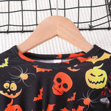 Halloween Kid Girl Long-sleeved Printed Casual Dresses