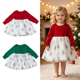 1-6Y Kid Baby Girl Christmas Green Red Party Dresses