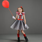 Halloween Children's Striped Clown Costume Cosplay Girl Tutu Horror