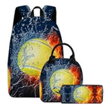 Kid School Season Basketball Cartoon Large Capacity Backpack 3 pcs/set