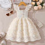 Kid Girl Summer Flying Sleeve Rose Photography Princess Dress