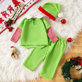 Baby Girl Autumn Christmas Cute Bow Fake 2 Pcs Sets