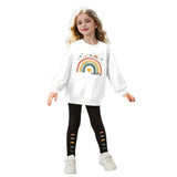 Girls 2-piece Set & Rainbow Print Long-sleeved Sweatshirt + Leggings, Winter/fall Clothes
