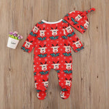 Baby Girl Boy Christmas Print Jumpsuit Rompers Dress 2 Pcs