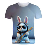 2-12T Kid Boy Personalized Rock Animal Series 3D Digital Printing Casual Short Sleeve T-Shirt