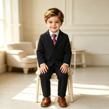 1-10T Kid Baby Boy Flower Host Formal Wedding Suit 4 Pcs Set